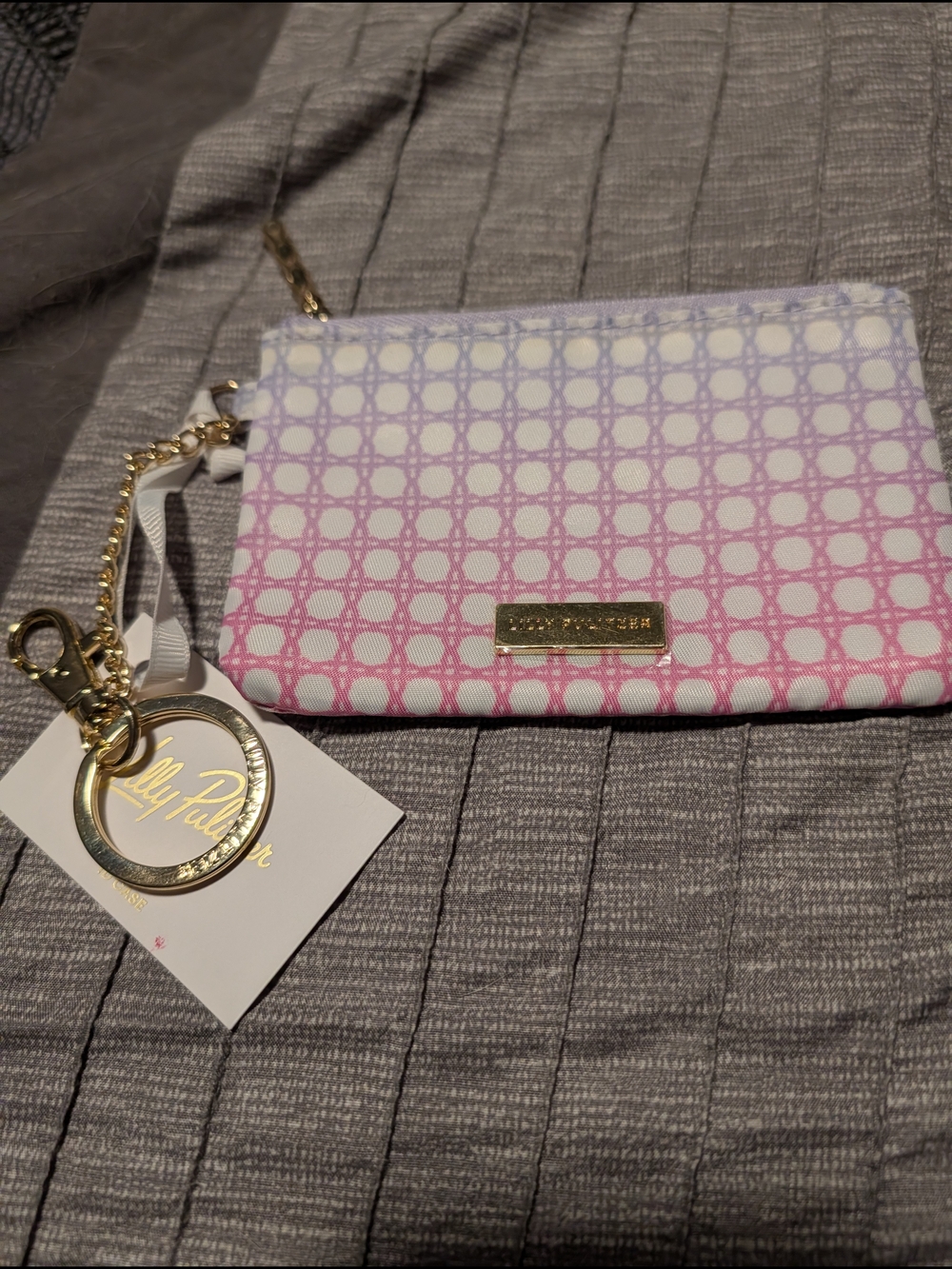 Lilly Pulitzer Keychain ID Case in  Spearmint Caning Geometric Colorway